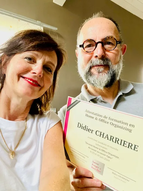 Didier diplômé de la formation Home & Office Organizer, coach en rangement, juin 2024